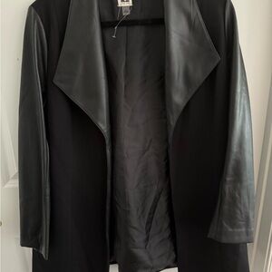 Elegant Black Women's jacket with leather accents size L